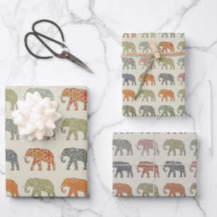 Elephant Colorful Animal Pattern heute Geschenkpapier Set