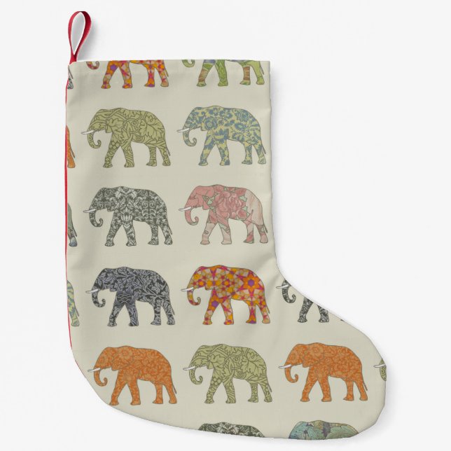 Elephant Colorful Animal Pattern heute Kleiner Weihnachtsstrumpf (Vorderseite)