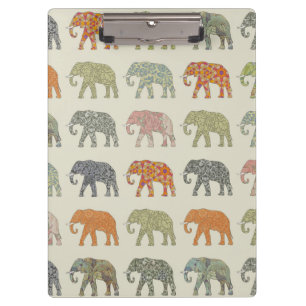 Elephant Colorful Animal Pattern heute Klemmbrett