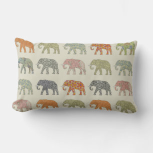 Elephant Colorful Animal Pattern heute Lendenkissen