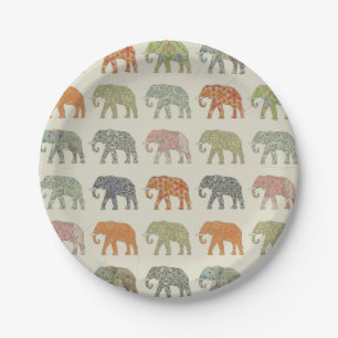 Elephant Colorful Animal Pattern heute Pappteller