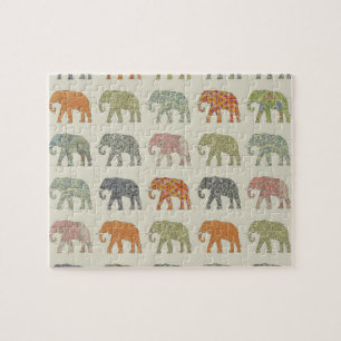 Elephant Colorful Animal Pattern heute Puzzle