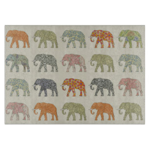 Elephant Colorful Animal Pattern heute Schneidebrett