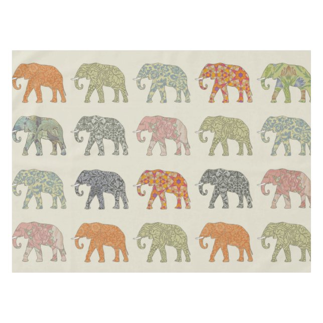 Elephant Colorful Animal Pattern heute Tischdecke (Vorderseite (Horizontal))