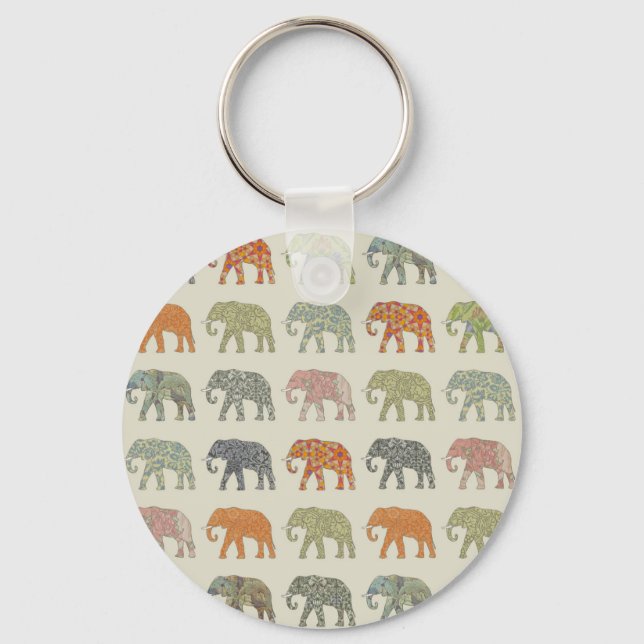 Elephant Colorful Animal Pattern Schlüsselanhänger (Vorderseite)