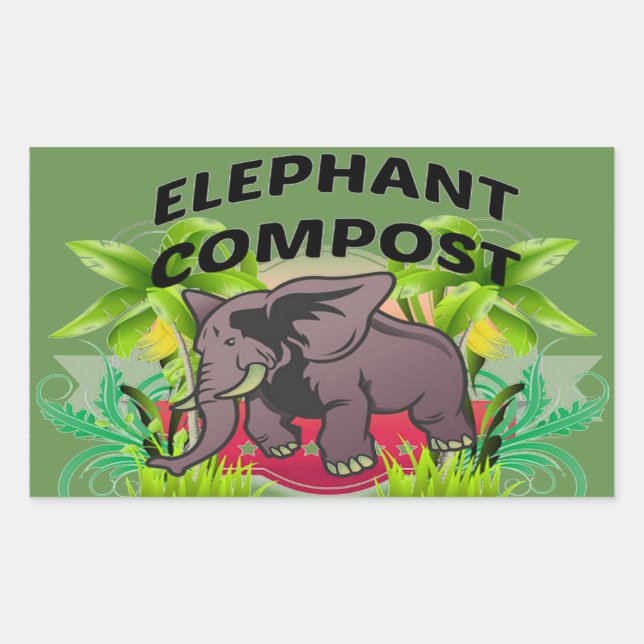Elephant Compost Stickers! Rechteckiger Aufkleber (Vorderseite)