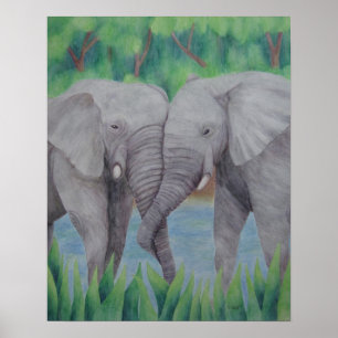 Elephant Couple Poster