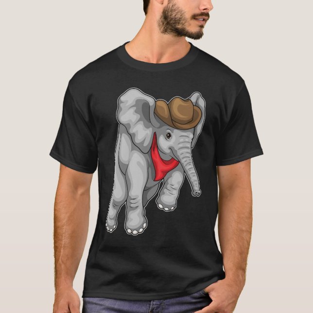 Elephant Cowboy Cowboy-Hut T-Shirt (Vorderseite)