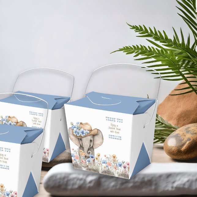 Elephant Cowboy Western Boho Wildblume Geschenkschachtel (Favor Boxes from the Boho Elephant Baby Shower Collection by Darling & May)