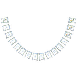 Elephant Crescent Moon Blue Floral Boy Baby Dusche Wimpelkette