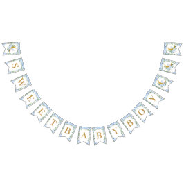 Elephant Crescent Moon Blue Floral Boy Baby Dusche Wimpelkette