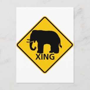 Elephant Crossing Highway-Zeichen Postkarte