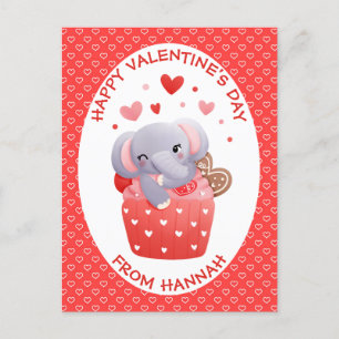 Elephant cupcake Kinder Valentine Postkarte