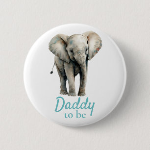 Elephant Daddy Baby Shower Blue Button