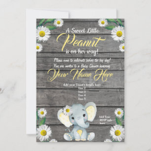Elephant Daisy Baby Shower Einladung, rustikal Einladung