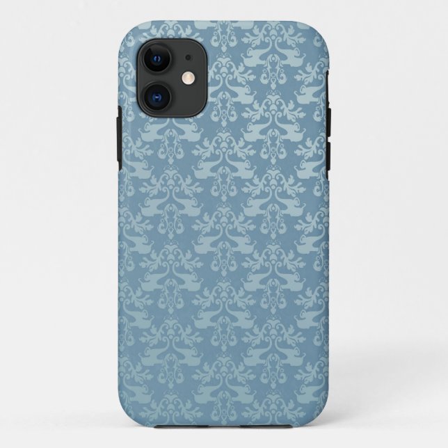 Elephant Damask Blau Graues iPhone Case-Mate iPhone Hülle (Rückseite)