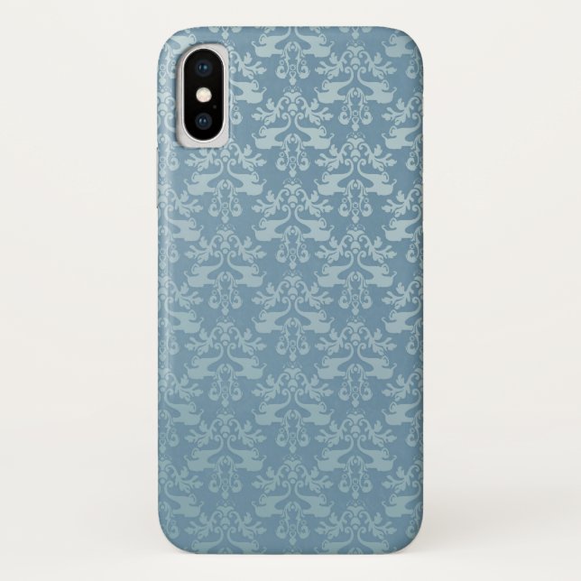 Elephant Damask Blue gemustert iPhone Gehäuse Case-Mate iPhone Hülle (Rückseite)