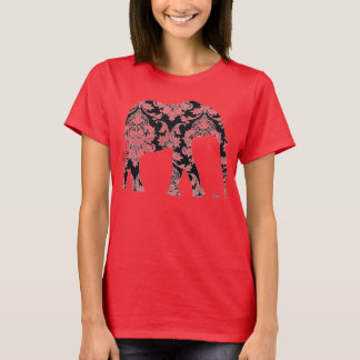 Elephant Damask Grafik auf Abschlag T-Shirt