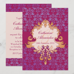 Elephant Damask Rot-Gold-Einladung Einladung