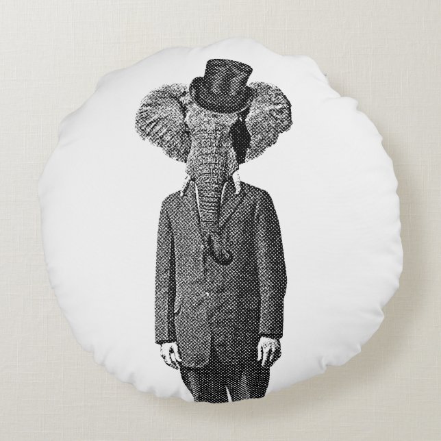 Elephant Dandy Rundes Kissen (Rückseite)