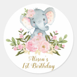 Elephant danke Ihnen Sticker Floral Geburtstagsfav