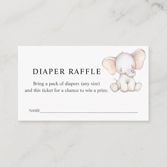 Elephant Diaper Raffle Ticket für Babydusche Begleitkarte (Vorderseite)