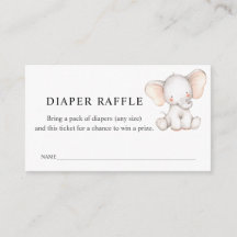 Elephant Diaper Raffle Ticket für Babydusche