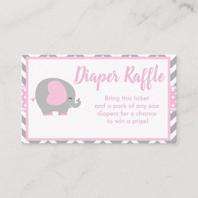 Elephant Diaper Raffle Ticket für Babydusche Begleitkarte (Vorderseite)