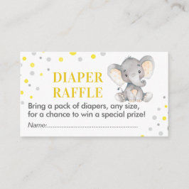 Elephant Diaper Raffle Ticket Gelbe Babydusche Begleitkarte