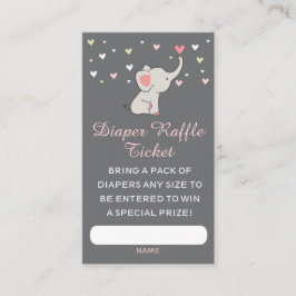 Elephant Diaper Raffle Ticket ・ Girl Baby Dusche