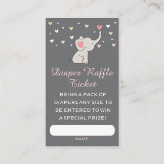 Elephant Diaper Raffle Ticket ・ Girl Baby Dusche