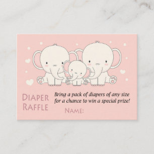 Elephant Diaper Raffle Tickets, rosa und weiß Platzkarte