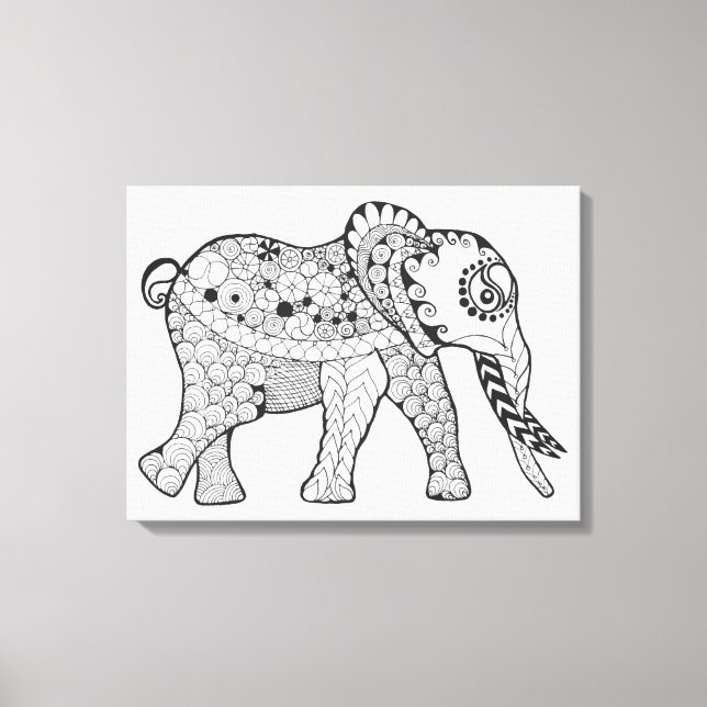 Elephant Doodle 6 Leinwanddruck (Vorderseite)
