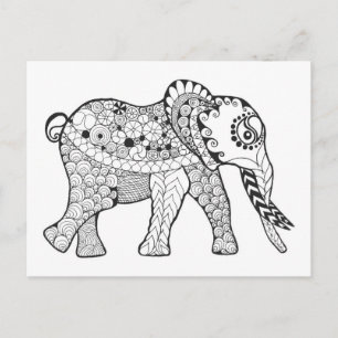 Elephant Doodle Postkarte