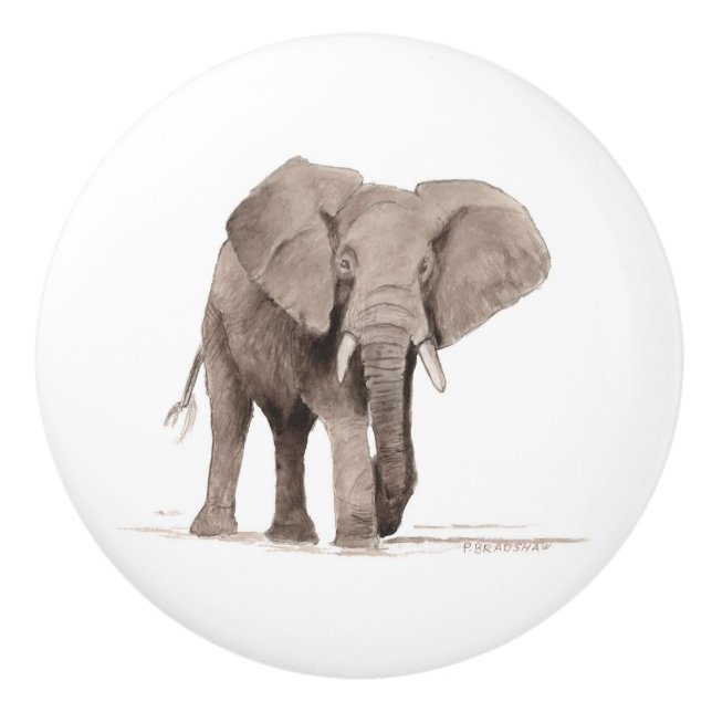 elephant drawer pull keramikknauf (Vorderseite)