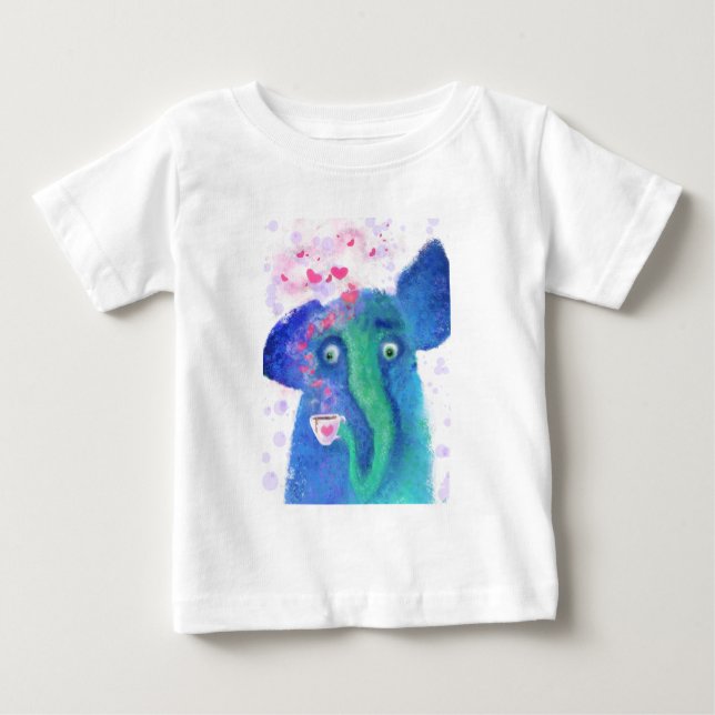 Elephant Drink Coffee Funny Baby T - Shirt (Vorderseite)