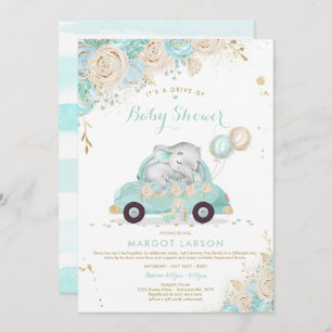 Elephant Drive by Baby Shower Einladung Minze