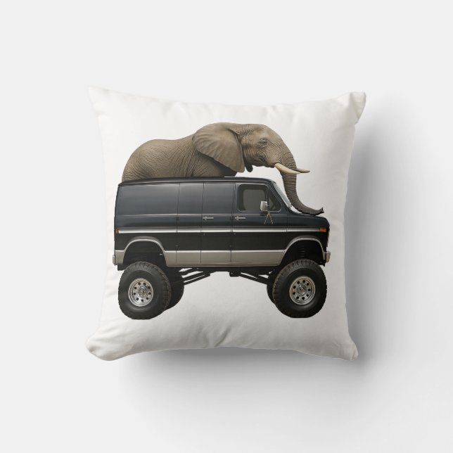 Elephant Driving 4x4 Van Kissen (Vorderseite)