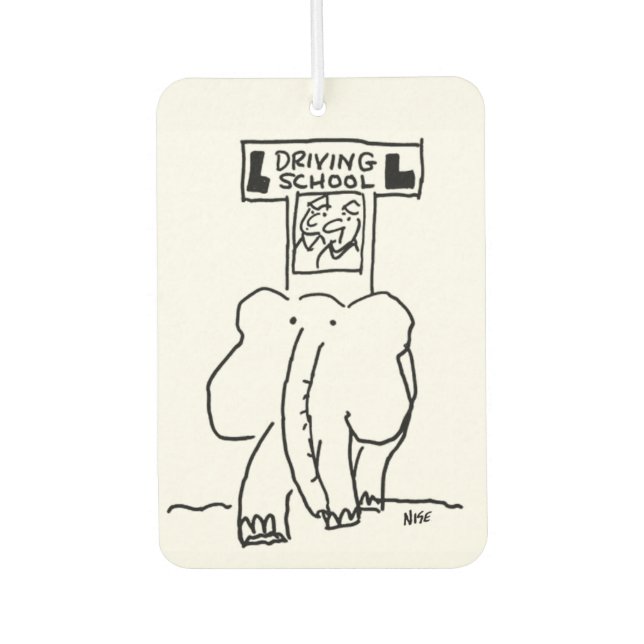 Elephant Driving School Cartoon Autolufterfrischer (Vorderseite)