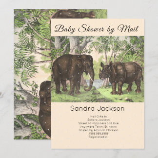 Elephant Dschungle Gender Neutral Baby Dusche by M Einladung