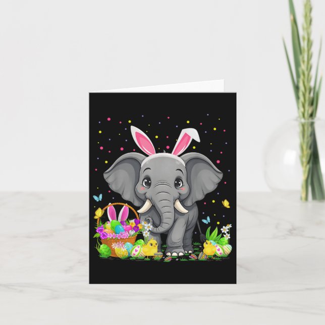 Elephant Easter Egg Hunt Bunny Oar Elephant Happy Karte (Vorderseite)