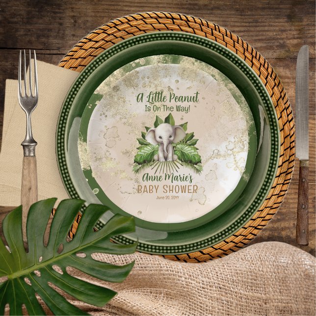 Elephant, eine kleine Erdnuss ist auf dem Weg Baby Pappteller (Elephant A Little Peanut Is On The Way Baby Shower Paper Cups)