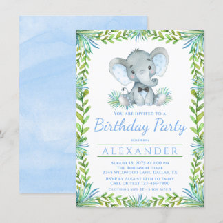 Elephant einer beliebigen Anzahl Jungen Geburtstag Einladung