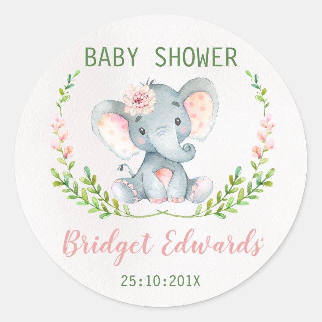 Elephant Elephant Baby Shower Sticker (Vorderseite)