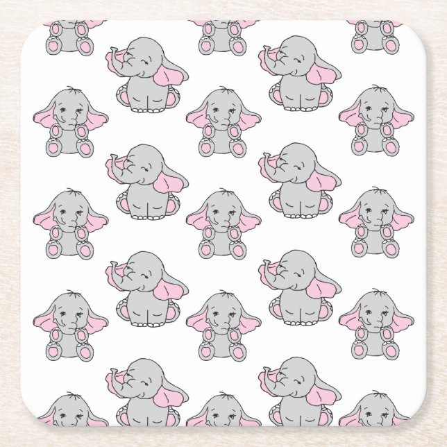 Elephant Elephant Cartoon Rechteckiger Pappuntersetzer (Vorderseite)