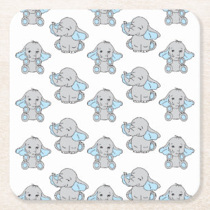 Elephant Elephant Muster Elephant Cartoon Rechteckiger Pappuntersetzer