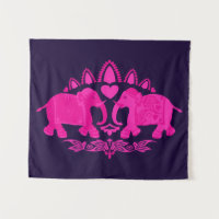 Elephant Ethnic Print Pink Blue
