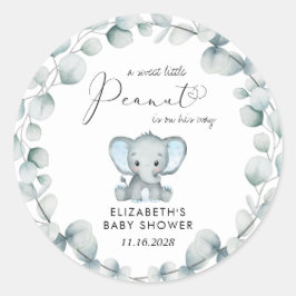 Elephant Eucalyptus Baby Boy Dusche Runder Aufkleber