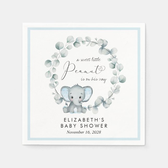Elephant Eucalyptus Baby Boy Dusche Serviette (Vorderseite)