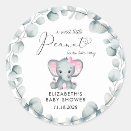 Elephant Eucalyptus Baby Girl Shower Runder Aufkleber
